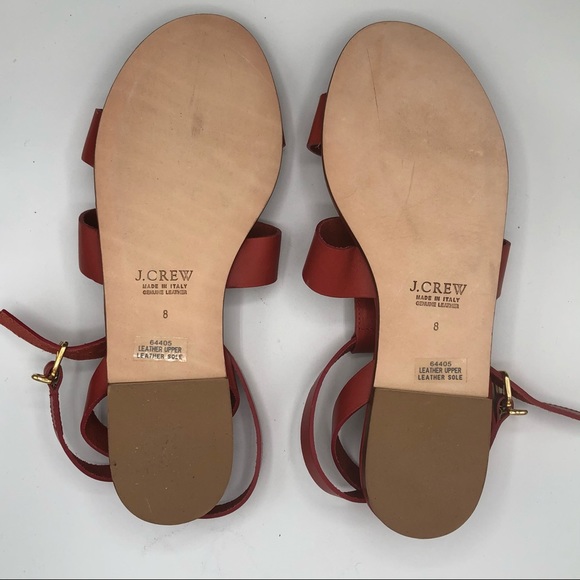 J CREW RED OLYMPIA LEATHER SANDALS - Picture 4 of 11
